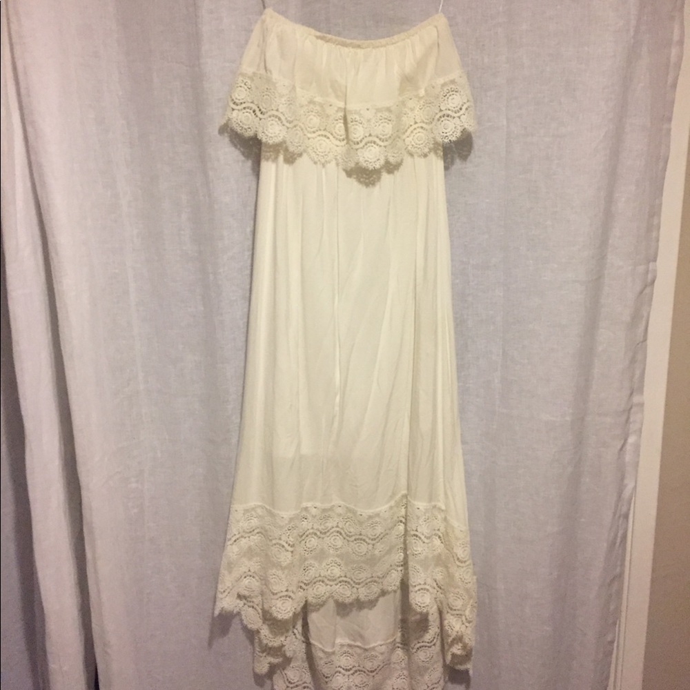 Solitaire swim white boho high low dress